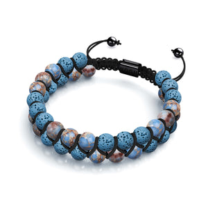 Blue Oceanic Jasper | Gunmetal | Lava Rock Diffuser Bracelet
