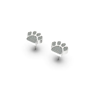 Paw | 18k White Gold Vermeil | .925 Sterling Silver | Cubic Zirconia Crystal Pup Print Earrings