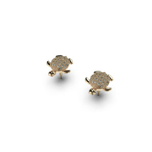 Tortuga | 18k Gold Vermeil | .925 Sterling Silver | Cubic Zirconia Crystal Sea Turtle Earrings