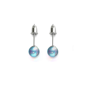 Blue Nebula | .925 Sterling Silver | Galaxy Glass Mini Stud Earrings