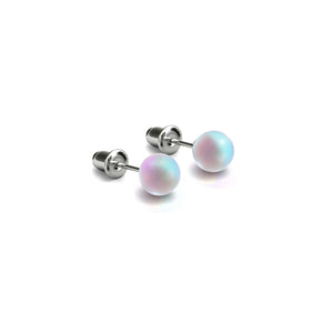 Rainbow White | .925 Sterling Silver | Mermaid Glass Mini Stud Earrings