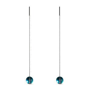 Grey | .925 Sterling Silver | Mermaid Glass Chain Drop Threader Earrings