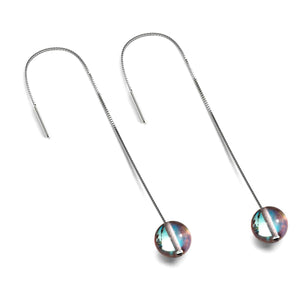 Rainbow Supernova | .925 Sterling Silver | Galaxy Glass Chain Drop Threader Earrings