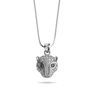 Meow | White Gold Vermeil | Crystal Cat Charm Necklace