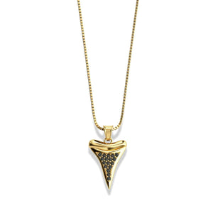 Shark Tooth Infinity Clasp Necklace by Lauren Howe | .925 Sterling Gold Vermeil | Black Crystal