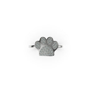 Paw | 18k White Gold Vermeil | .925 Sterling Silver | Cubic Zirconia Crystal Pup Print Ring
