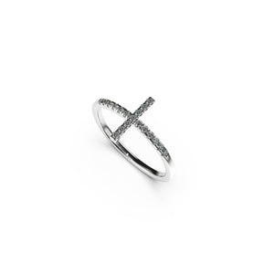 Blessed | 18k White Gold Vermeil | .925 Sterling Silver  | Cubic Zirconia Crystal Cross Ring