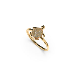 Tortuga | 18k Gold Vermeil | .925 Sterling Silver | Cubic Zirconia Crystal Sea Turtle Ring