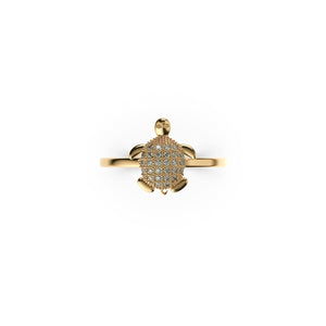 Tortuga | 18k Gold Vermeil | .925 Sterling Silver | Cubic Zirconia Crystal Sea Turtle Ring