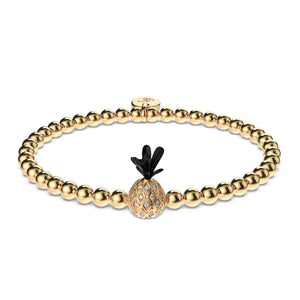 Piña Colada | Gunmetal & 18k Gold | Crystal Pineapple Bracelet