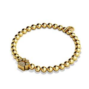Paw | .925 Sterling Gold Vermeil | CZ Diamond Pup Print Bracelet