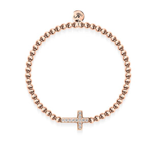 Blessed | 18k Rose Gold | Crystal Cross Charm Bracelet