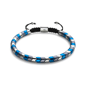 Serpentine | Blue and Silver and Matte Hematite x Silver | Wave Bracelet