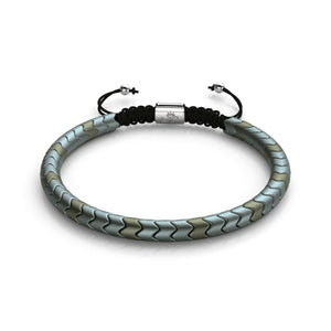 Serpentine | Matte Seafoam Hematite x Silver | Wave Bracelet