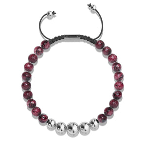 Mulberry Agate | Silver | Balance Gemstone Macrame Bracelet