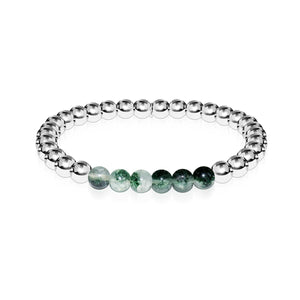 Grateful | Silver | Green Leaf Agate | Gemstone Expression Bracelet