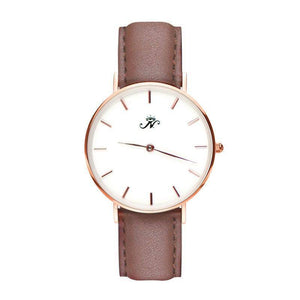 Ossington - Designer Watch Timepiece in Rose Gold with Genuine Brown Leather and Baton Style Face