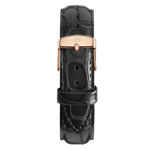 High Park - Designer Watch Timepiece in Gold with Black Alligator Style Genuine Leather and Baton Style Face - Strap