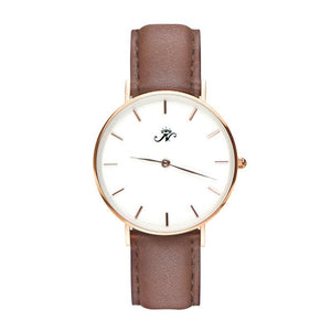 Islington - Designer Watch Timepiece in Gold with Genuine Brown Leather and Baton Style Face