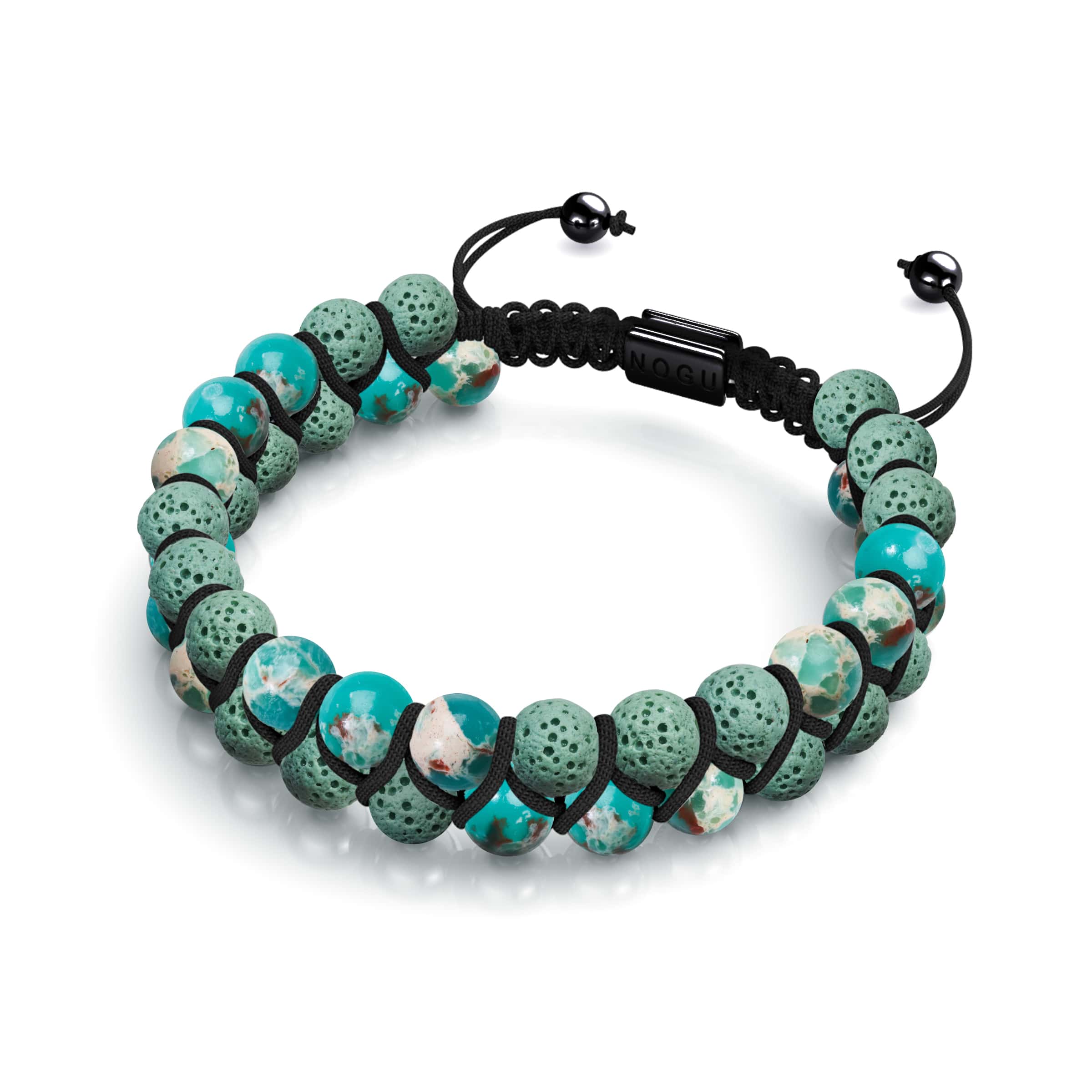 Green Oceanic Jasper | Gunmetal | Lava Rock Diffuser Bracelet