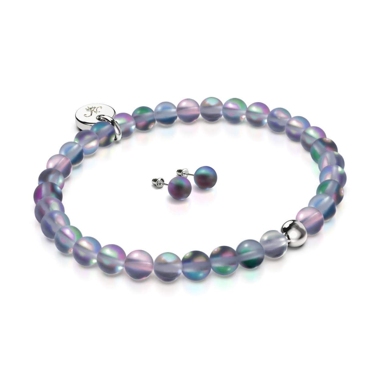 Grey | Mermaid Glass Gift Set | Bracelet and Mini Stud Earrings