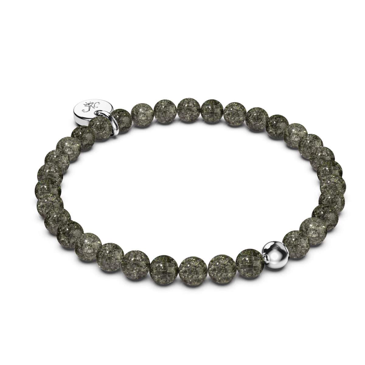 Charcoal | .925 Sterling Silver | Glitter Glass Bead Bracelet