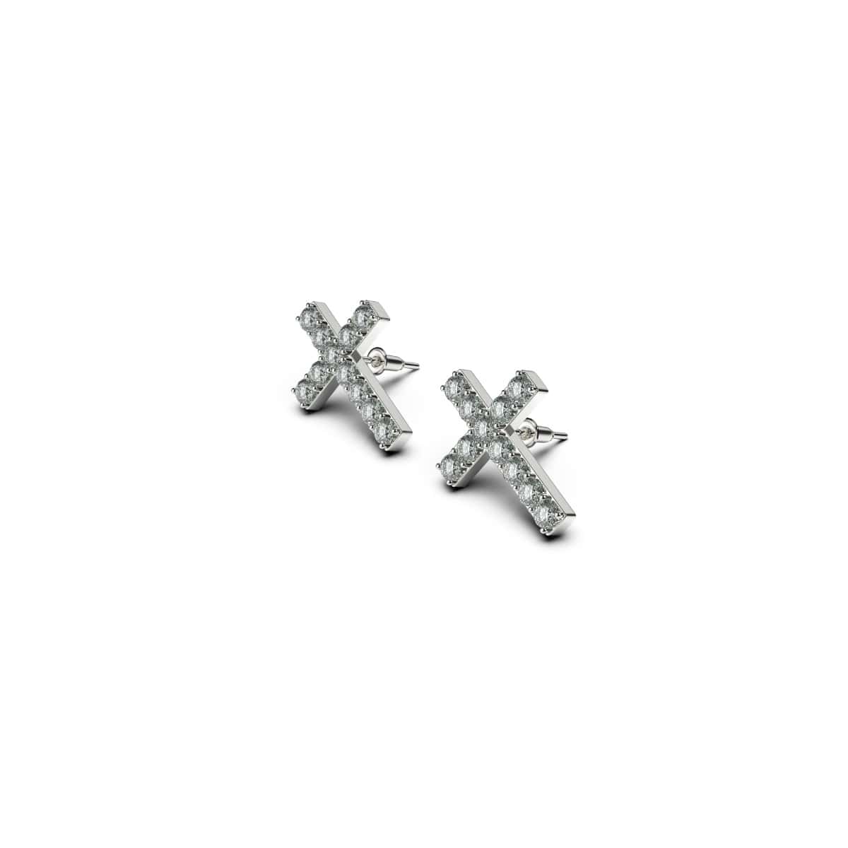 Blessed | 18k White Gold Vermeil | .925 Sterling Silver  | Cubic Zirconia Crystal Cross Earrings