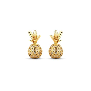 Pina Colada | Gold Vermeil | CZ Diamond Pineapple Earrings