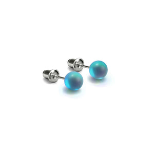Aquamarine | .925 Sterling Silver | Mermaid Glass Mini Stud Earrings