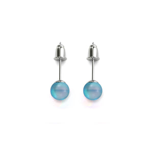 Aquamarine | .925 Sterling Silver | Mermaid Glass Mini Stud Earrings