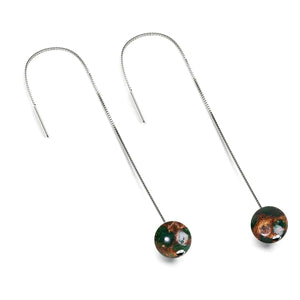 New Green Agate | .925 Sterling Silver | Gemstone Chain Drop Threader Earrings