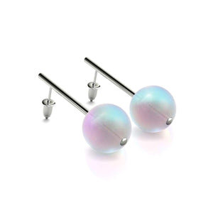 Rainbow White | .925 Sterling Silver | Mermaid Glass Drop Earrings
