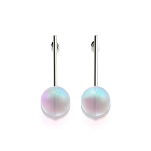 Rainbow White | White Gold Vermeil | Mermaid Glass Drop Earrings