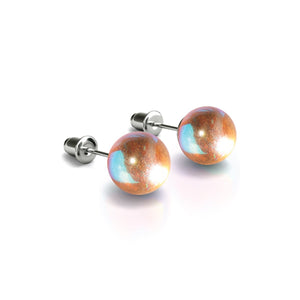 Champagne Supernova | .925 Sterling Silver | Galaxy Glass Stud Earrings