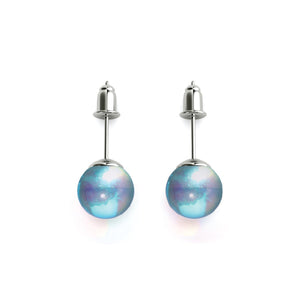 Blue Nebula | .925 Sterling Silver | Galaxy Glass Stud Earrings