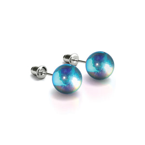 Blue Nebula | .925 Sterling Silver | Galaxy Glass Stud Earrings