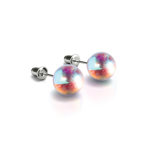 Rainbow Supernova | .925 Sterling Silver | Galaxy Glass Stud Earrings