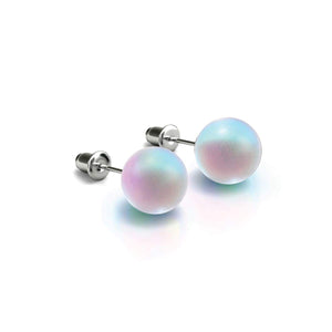 Rainbow White | .925 Sterling Silver | Mermaid Glass Stud Earrings