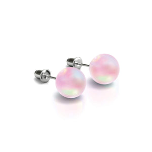 Pink | .925 Sterling Silver | Mermaid Glass Stud Earrings