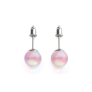 Pink | .925 Sterling Silver | Mermaid Glass Stud Earrings