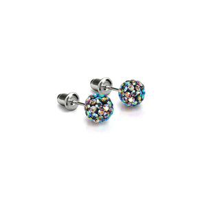 Midnight Confetti Crystal | .925 Sterling Silver | Mini Kikiballa Earrings