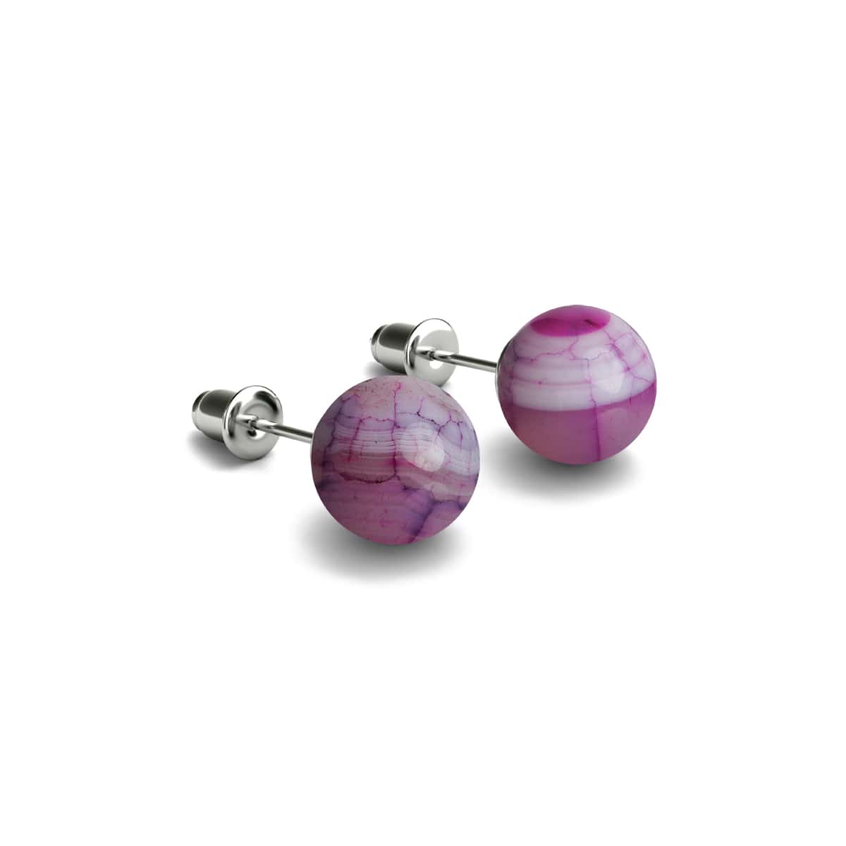 Mulberry Agate | .925 Sterling Silver | Stone Stud Earrings