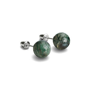 Tree Agate | .925 Sterling Silver | Stone Stud Earrings