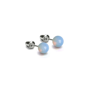 Opal Moonstone | .925 Sterling Silver | Mini Gemstone Stud Earrings