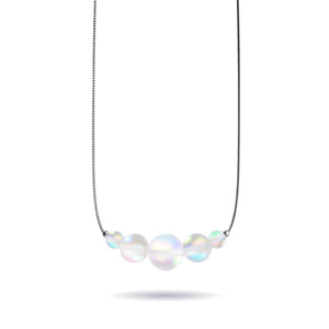 Rainbow White | .925 Sterling Silver | Mermaid Glass Infinity Clasp Necklace
