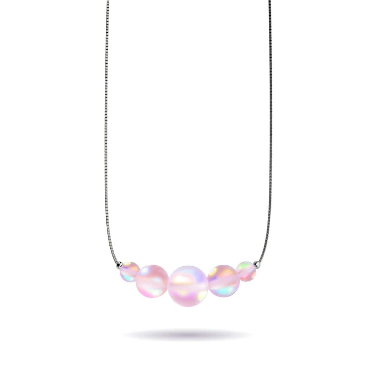 Pink | .925 Sterling Silver | Mermaid Glass Infinity Clasp Necklace