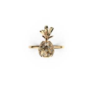 Pina Colada | 18k Gold Vermeil | .925 Sterling Silver | Cubic Zirconia Crystal Pineapple Ring