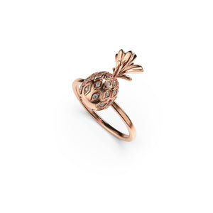 Pina Colada | 18k Rose Gold Vermeil | .925 Sterling Silver | Cubic Zirconia Crystal Pineapple Ring