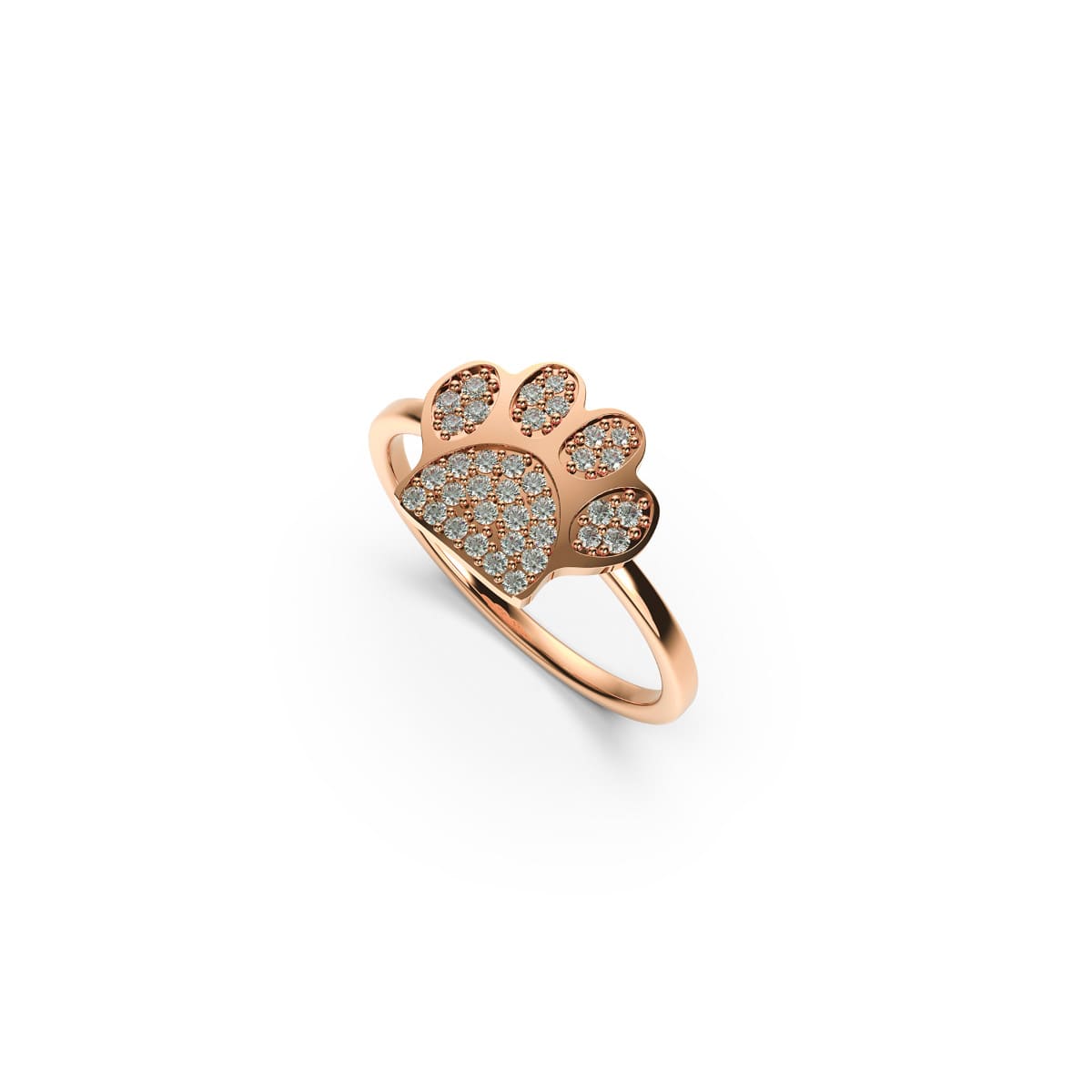 Paw | 18k Rose Gold Vermeil | .925 Sterling Silver | Cubic Zirconia Crystal Pup Print Ring