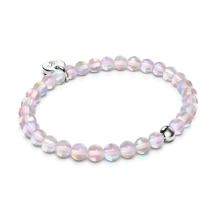 Cotton Candy Crystal | White Gold Vermeil | Mermaid Glass Bead Bracelet